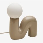 Sklum - lampe de table en c�ramique avec boule en verre vireto beige cr�me