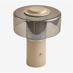 Sklum - lampe de table led sans fil elfriede en verre et acier tapioca beige
