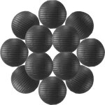 12x lanterne papier 40 cm noir - suspension boule papier 40 cm (12'') type lanterne japonaise pour decoration ...