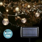 Guirlande solaire ext�rieur 10m transparente + 3m de c�ble - guirlande lumineuse exterieure 10 bulbes ...
