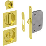 Slid'up by mantion - kit serrure � condamnation, poign�e carr�e, acier finition dor�