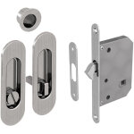 Slid'up by mantion - kit serrure � condamnation, poign�e ovale, acier finition satin�