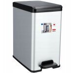 Slim bin - poubelle rectangulaire � p�dale 25l - fermeture douce - aspect m�tal - pour cuisine, bureau, ...