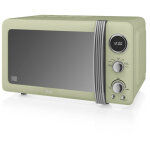 Swan - sm22030gneu retro micro - ondes numrique 20l, 5 niveaux puissance, dconglation, minuterie 800w ...