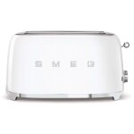 Smeg ? grille - pain 2 fentes 1500w blanc ? fentes extra - larges 36mm ? 6 niveaux de brunissage ? r�chauffage ...