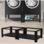 Ml - design - socle pour machine à laver double avec 2 Étagère, acier, noir, 128x54 cm, 2x150kg, support ... Ml - design - socle pour machine à laver double avec 2 Étagère, acier, noir, 128x54 cm, 2x150kg, support ...