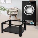 Ml - design - socle pour machine  laver avec tagre, en acier, noir, 63x54 cm, jusqu' 150 kg, support ...