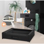Ml - design - socle pour machine  laver avec tiroir coulissant, acier, noir, 60, 5x54 cm, noir, antidrapant, ...