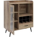 Cave � vin avec casier � vin et porte - verre int�gr�s, buffet en bois, buffet avec tiroir et porte en ...