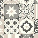 Sol vinyle textile effet carreaux de ciment s�pia - echantillon 15 x 20 cm