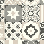 Sol vinyle textile effet carreaux de ciment s�pia - rouleau de 3m x 2m