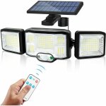 Solaire lumiere exterieur applique murale luminaire led 3 ttes 192 leds detecteur mouvement scurit ...