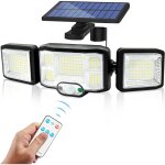 Solaire lumiere exterieur applique murale luminaire led 3 ttes 192 leds detecteur mouvement scurit ...