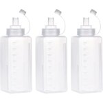 Sollbry - 3 pcs bouteille  condiments, transparent bouteille de sauce, large bouche presser les bouteilles, ...