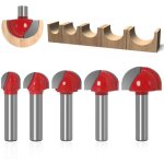 Fraise  fond rond bois, 5pcs router bits 8mm tige 12 / 16 / 19 / 22 / 25. 4mm fraise  gorges carbure ...