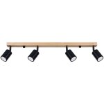 Sollux - verdo spot de plafond moderne bar bois, noir 4x gu10
