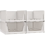 Songmics organisateur d?armoire pliable, tiroir coulissant empilable, lot de 4, blanc