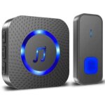 Sonnette sans fil, 400m sonnette de porte ip55 �tanche carillon electronique, 55 m�lodies au 5 niveaux ...