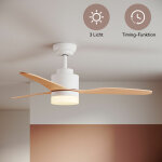Ventilateur de plafond avec clairage 3 pales 3 niveaux de puissance fonction de rserve - 119 cm blanc ...