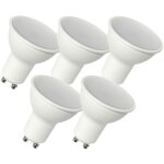 5 ampoules led gu10 dimmable 460 lumens blanc chaud 3000k, 6 watts compatible variateurs
