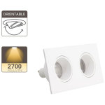 Xanlite - spot 2 t�tes gu10 50w 2700k carr� orientable blanc ip20 - sp502tcab