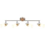 Spot barre plafonnier bois lumire spot spot salon, 4 spots flammes mobiles mtal bois argent marron ...