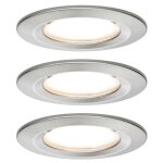 Nova spot encastrable pour salle de bains jeu de 3 led led 18 w ip44 fer (bross) - paulmann