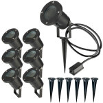 Oxeo - spots extrieurs avec piquet x6 - pour ampoule led gu10 - cble 1m50 - clairage de jardin  piquer ...