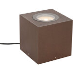 Qazqa - projecteur de jardin industriel brun rouille carr ip65 ar111 - lennard