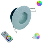 Spot led encastr� pour salle de bain douche cabine lampe rgbw 10w gu10 chromoth�rapie blanc
