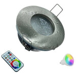 Spot led encastr� pour salle de bain douche cabine lampe rgbw 10w gu10 chromoth�rapie chrome satin�