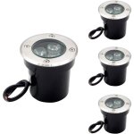 Spot led ext�rieur encastrable 4 pack 3w ip67 spot encastrable led terrasse rond 300 lumen lampe d'�clairage ...