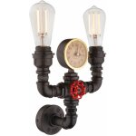 Spot mural lumière conduite d'eau horloge à quartz lampe rétro éclairage 2 flammes globo 43000w2 Spot mural lumière conduite d'eau horloge à quartz lampe rétro éclairage 2 flammes globo 43000w2