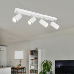 Spot plafond plafonnier spot 4 flammes blanc plafonnier salon avec spots orientables, mtal, 4x gu10, ...