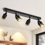 Spot de plafond plafonnier noir moderne: 4 ampoules spots de plafond pivotants lampe de cuisine lampe ...