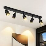 Spot de plafond plafonnier noir moderne: 5 ampoules spots de plafond pivotants lampe de cuisine lampe ...