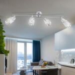 Spot de plafond plafonnier salon spot bar, spots mobiles, verre opale chrom, 4x douilles e14, lxh 69x12, ...