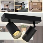 Tolletour - spot de plafond tournante gu10 mtal lustre plafond plafonnier led noir lampe  2 flammes ...