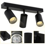 Tolletour - spot de plafond tournante gu10 mtal lustre plafond plafonnier led noir lampe  3 flammes ...