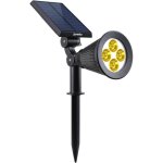 Spot solaire projecteur 2 en 1 � piquer ou � fixer dimmable led blanc chaud, 29 x 9. 5 x 34 cm(1 pcs) ...