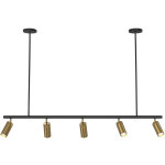 Spot sur rail - lampe 5 spots orientables - 110cm doré Spot sur rail - lampe 5 spots orientables - 110cm doré