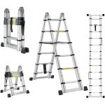 Stanew chelle tlescopique de 3. 8 m(1. 9 + 1. 9), echelle pliante 2 en 1, escabeau tlescopique en ...