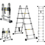 Stanew ? �chelle t�lescopique pliante 3, 8 m ? aluminium l�ger ? charge 150 kg ? verrouillage de s�curit� ...