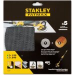 Stanley 5 abrasifs maille diamtre 225mm grains 130 et 240, compatible avec ponceuse type girafe