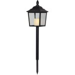 Star trading lanterne flame lantern, lumire funraire, mtal, noir, led, minuterie, blanc chaud, extrieur, ...