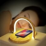 Station de charge sans fil avec veilleuse tactile, 3 niveaux de luminosit�, pour chambre et bureau, 15 ...