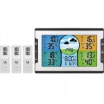 Station m�t�o radio avec 3 capteurs ext�rieurs �cran couleur num�rique thermom�tre hygrom�tre barom�tre, ...