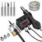 Station de soudage  air chaud 2 en 1, kit de station de fer  souder numrique led 700w avec 5 pointes ...