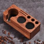 Station de tassage pour espresso 54 mm en noyer massif - poste de travail de barista avec base anti - ...