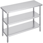 Station de travail de cuisine en metal vevor 18 x 48 x 34 pouces, acier inoxydable, comprend 2 etageres ...